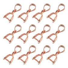 12Pcs Sterling Silver Bail Pinch Bail, 5mmx15mm Clip Clasps, Rose Gold