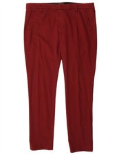 Dondup Mens Slim Chino Trousers W38 L32 Maroon Cotton MP08