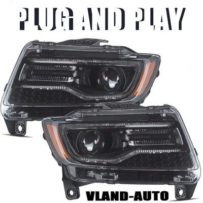 FULL LED Pair Headlight Sequential Indicator For 2011-2013 Jeep Grand Cherokee