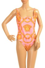 Versace Women's Pink  Gold Barocco One Piece Swimsuit Versace sz 5 US XL IT 46
