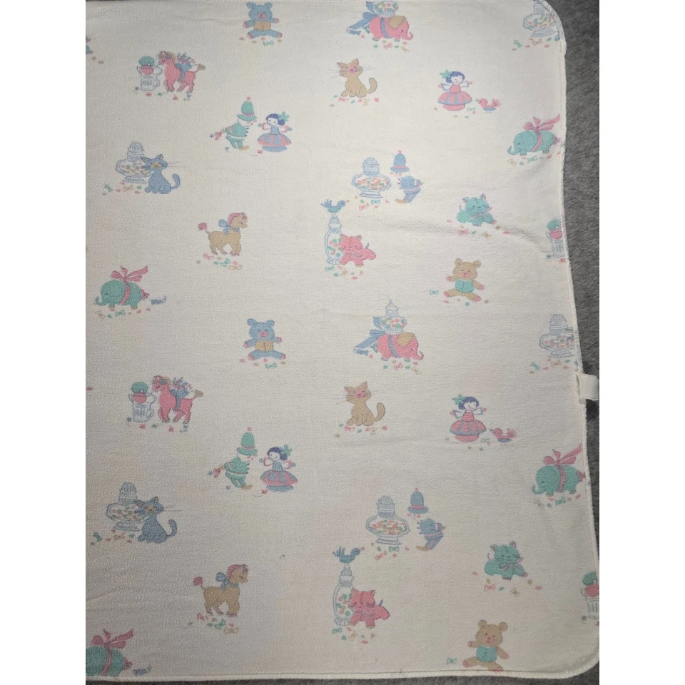 Manta Receptora Bebé Vintage Años 90 Envoltura Animales Muñecas Estampado Pastel 41x26 Foto 2 de 4