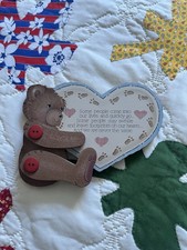 Country Theme Style Wooden Bear Button  Sayin...