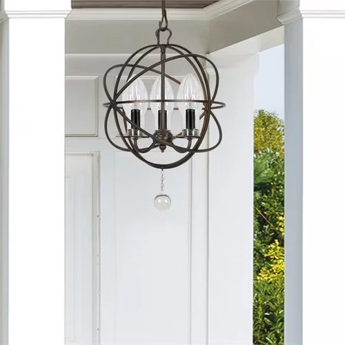 Crystorama Solaris 3-Light 17" Outdoor Hanging Light in English Bronze with - Picture 5 of 5