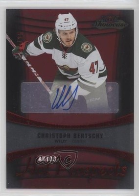 2015-16 Fleer Showcase Red Glow /25 Christoph Bertschy #137 Rookie Auto RC 2d8