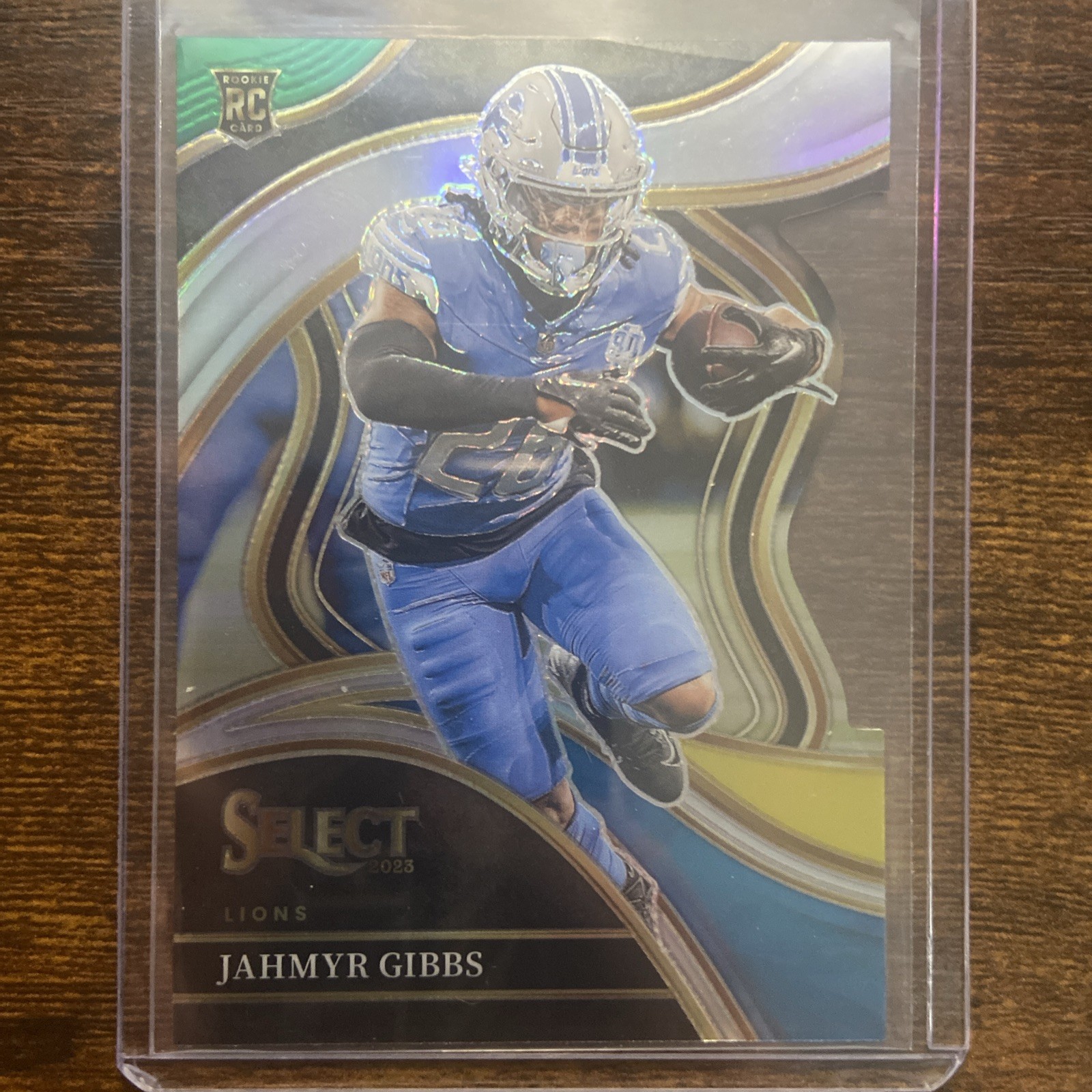 2023 Panini Select - Club Level Jahmyr Gibbs #266 Green & Yellow Prizm Die-Cut