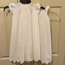 Vintage Embroidered Cotton Infant Dress  Slip Set Hand Made Read Description