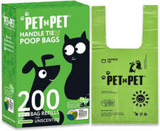 200 Counts Unscented Dog Poop Bags with Tie Handles, 38 Plant Based  62 PE
