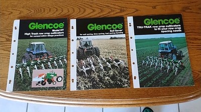 3 Vtg Glencoe Model HT High Thrash Tru-Trak Cultivator Soil Saver Brochures USA 