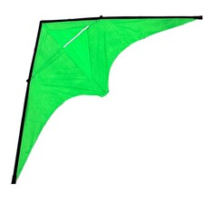 Large Delta Kite, Solid Green 80W x 33T inches, 35 Foot Tail - Hand Crafted P...