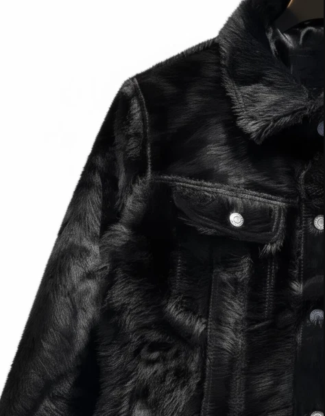 男式 Jet 黑色牛皮发夹夹克天然小马皮肤时尚外套。 — 第 3/4 张图片