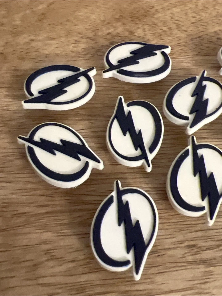 Jibbitz Hockey Tampa Bay Lightening Bolt Navy Blue Bolt On White Silicone Set 9 - Image 2 of 4
