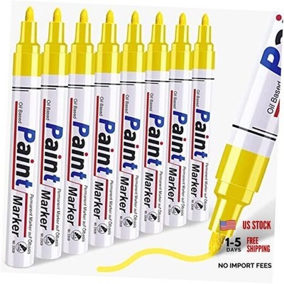 Paint Pen Permanent Paint Markers - 8 Oil Based Paint Pens, Medium Tip, Yellow