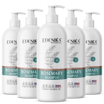 Edenika 5 Pack Rosemary Shampoo Anti Thinning Biotin Organic Strength 16 oz