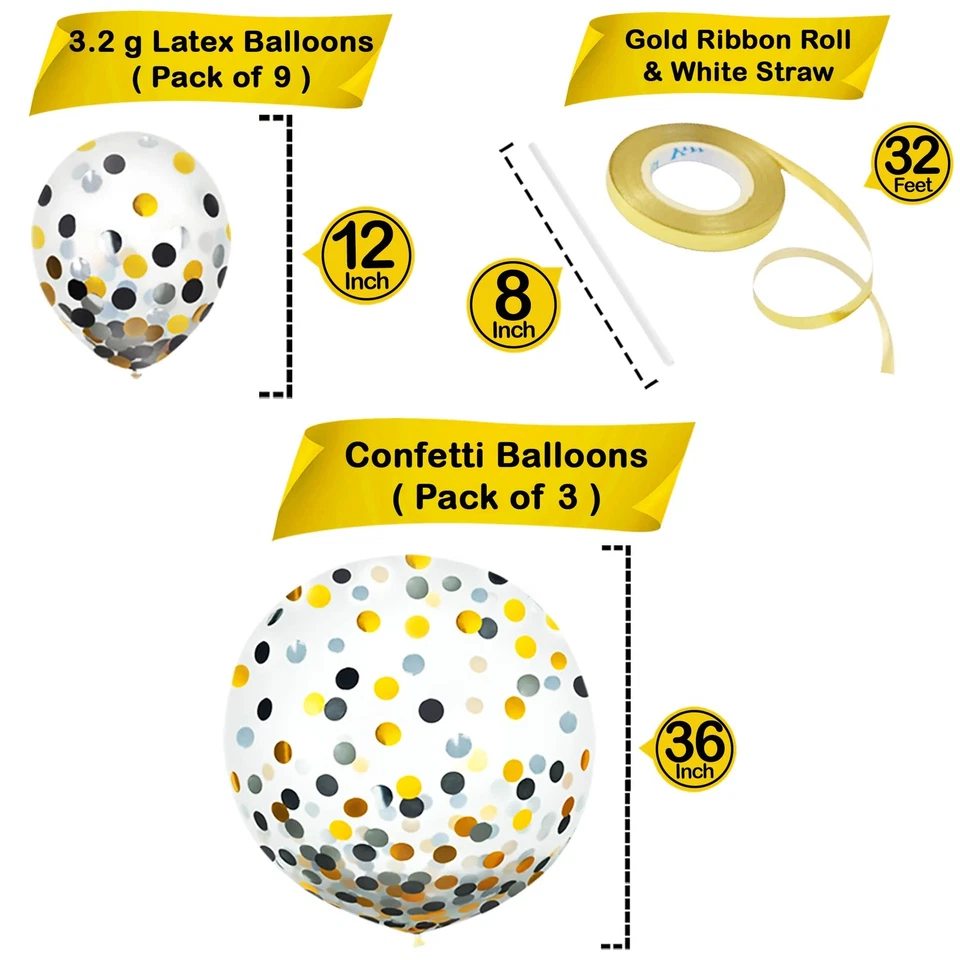 Globos de graduación dorados - confeti de 40 pulgadas y 36 pulgadas, telón de fondo con flecos, clase... Foto 4 de 4