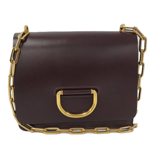 Burberry Chain Shoulder Bag Leather Brown Used SKAI-0