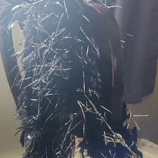 Black Feather Boa with silver tinsel Burlesque Costume Accessory Black Silver