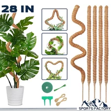 4 Pack 28" Bendable Moss Poles for Monstera Climbing Plants Support Sticks DIY