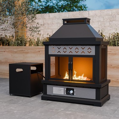EAGLE PEAK 50,000 BTU Outdoor Propane Fireplace with Adjustable Flame