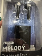 Vivitar Muze Melody True Wireless Earbuds Bluetooth Black Silver Charging Case