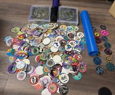 Huge Lot - 1990s Vintage 150 Pogs and Slammers Milk Caps w/ Tubes
