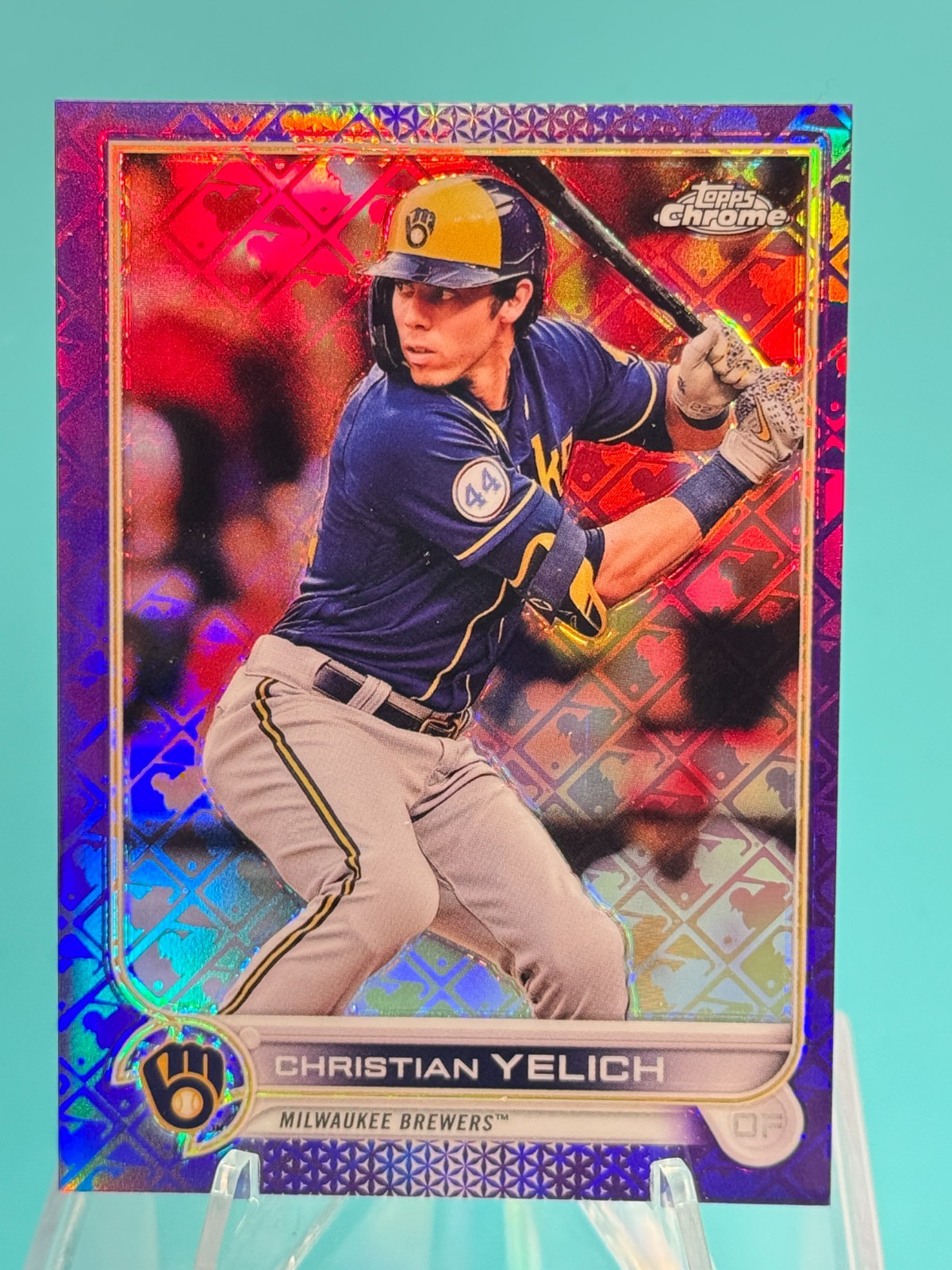2022 Topps Chrome - Purple Logofractor - Christian Yelich #106 (74/250)