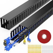 Open Slot Wiring Raceway Cable Duct, 1.97" Hx1.97"W, 15.4''L 2 Pc , Black