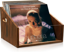 Vinyl Record Storage Crate - Wooden  Acrylic Record Storage Holds 70 Records,