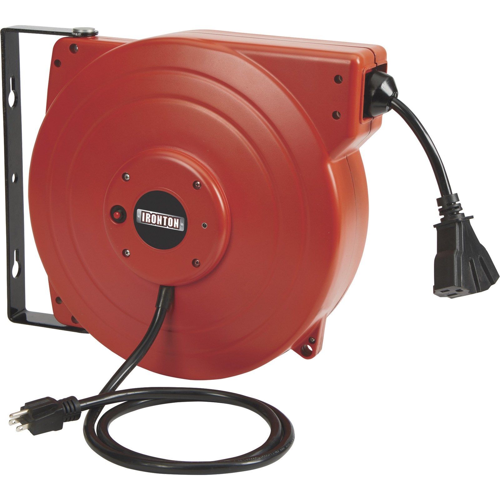 Ironton Retractable Extension Cord Reel with Triple Tap, 65f