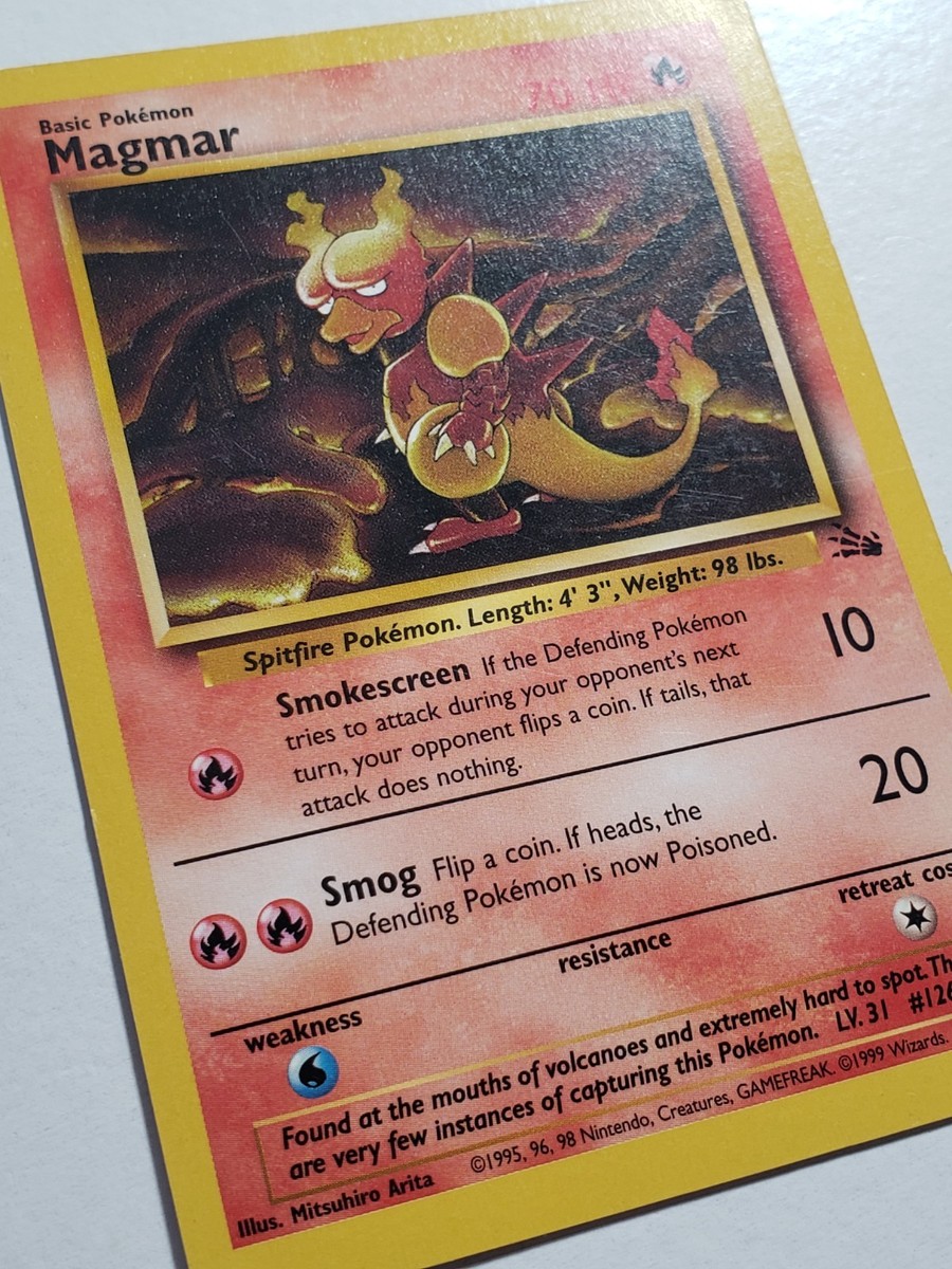 Magmar 39/62 LP / VLP - 1999 Fossil Pokemon Card - $2 Combined Shipping