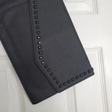 Steve Madden Black Studded Envelope Clutch Crossbody Bag Saffiano Handbag