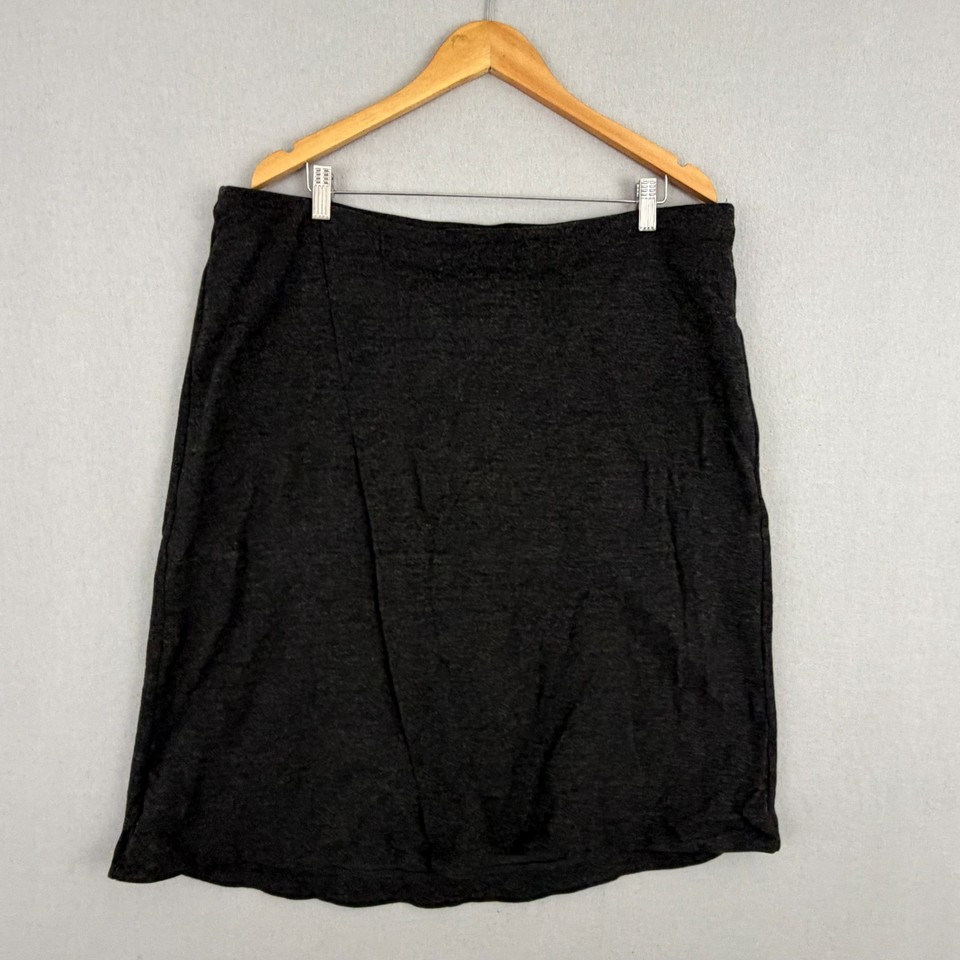 Sussan Skirt Womens XXL Grey A-Line Stretch Knit Wrap Seam Classic Minimalist