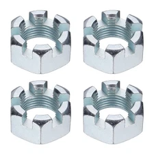 1"-12 Hexagon Slotted Nut, Grade 6.8 Carbon Steel Hex Nuts, Silver, 4Pcs