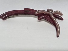 Vintage French Handmade Dragonfly Crystal Barrette Hair Clip