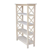 Solid Wood X-Sided Shelf Unit - 4 Tier