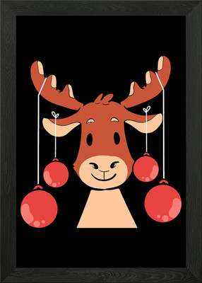 Elch Ornament Weihnachten D gerahmt Wandbild Poster Leinwanddruck Bild