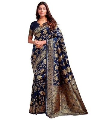 Women's Banarasi Saree Pure Kanjivaram Silk Saree With Blouse Piece