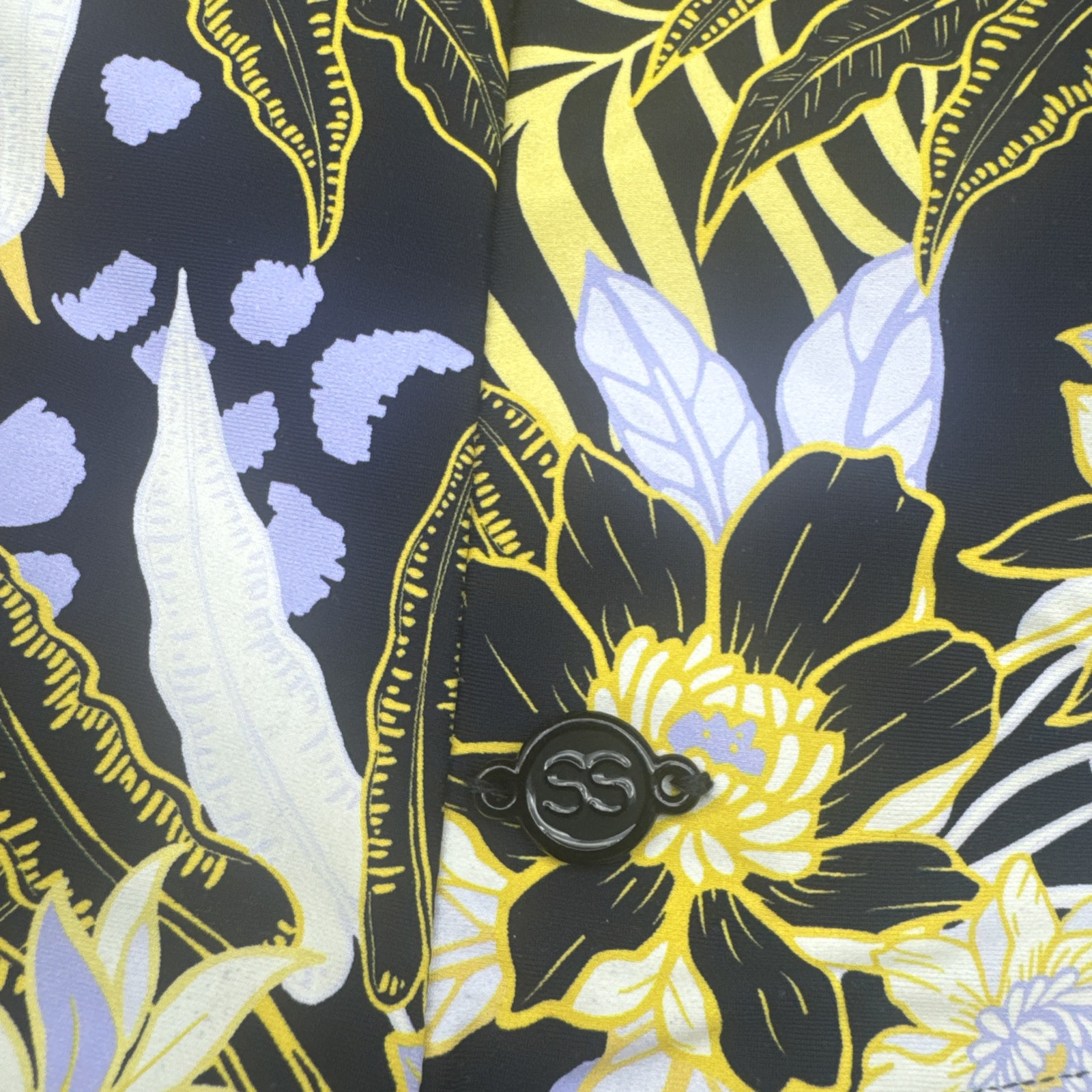 Sunseeker Womens Full Zip Blue Yellow White Long Sleeve Swim Top Sz 4/6 Stretch