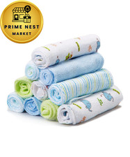 Spasilk Baby 10 Pack Soft Terry Bath 10 Count Pack of 1 , Blue Elephant