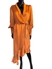 Zimmermann Silk Orange Ruffle Tangerine Wrap Dress Long Size 1