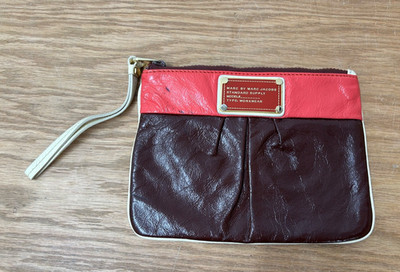 Marc by Marc Jacobs Burgundy Pink Leather Wristlet Purse Workwear Bag