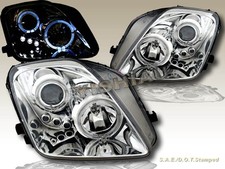 Fit For 1997-2001 Honda Prelude Angel Eye Twin Halo Projector Headlights Led