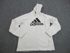 Adidas Sweater Mens Large White Hoodie Pocket Logo Sweatshirt