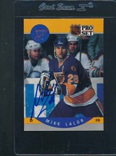 1990/91 Pro Set #264 Mike Lalor Blues Signed Auto *E6487