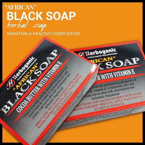 HERBOGANIC African Black Soap with Cocoa Butter-Nourishing & Moisturizing-5 oz - Picture 3 of 7