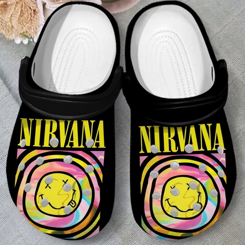 Retro Rock Band Smile Face Clogs Shoes