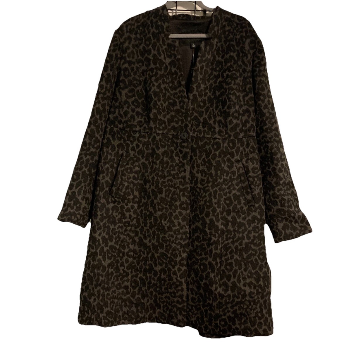 Torrid Coat Jacket Womens Plus 2X Gray Black Animal Leopard Print Wool  Lined New - Main Image