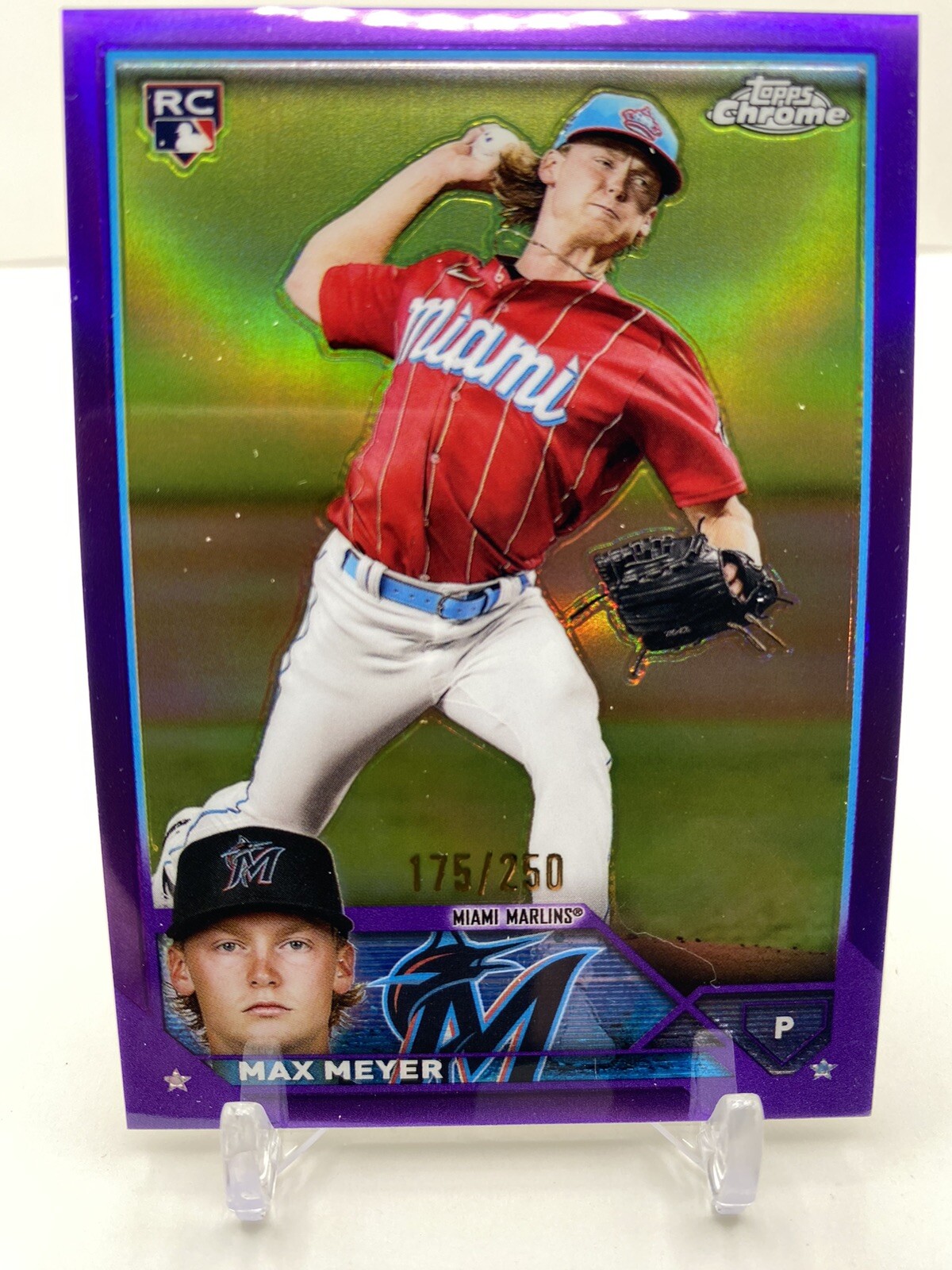2023 Topps Chrome Purple Refractor 230/250 Rookie Max Meyer #104 Marlins RC