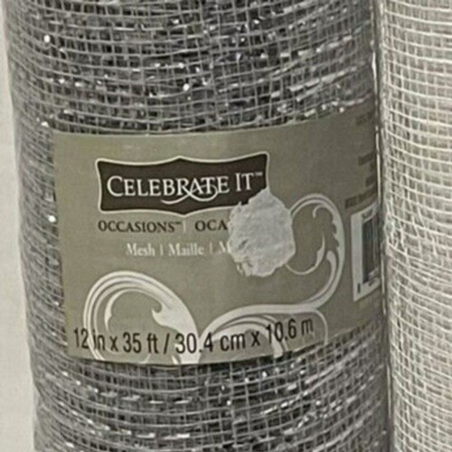 Celebrate It Mesh 12 in x 35 ft - 2 Pack Silver White Wedding Art - Picture 5 of 6