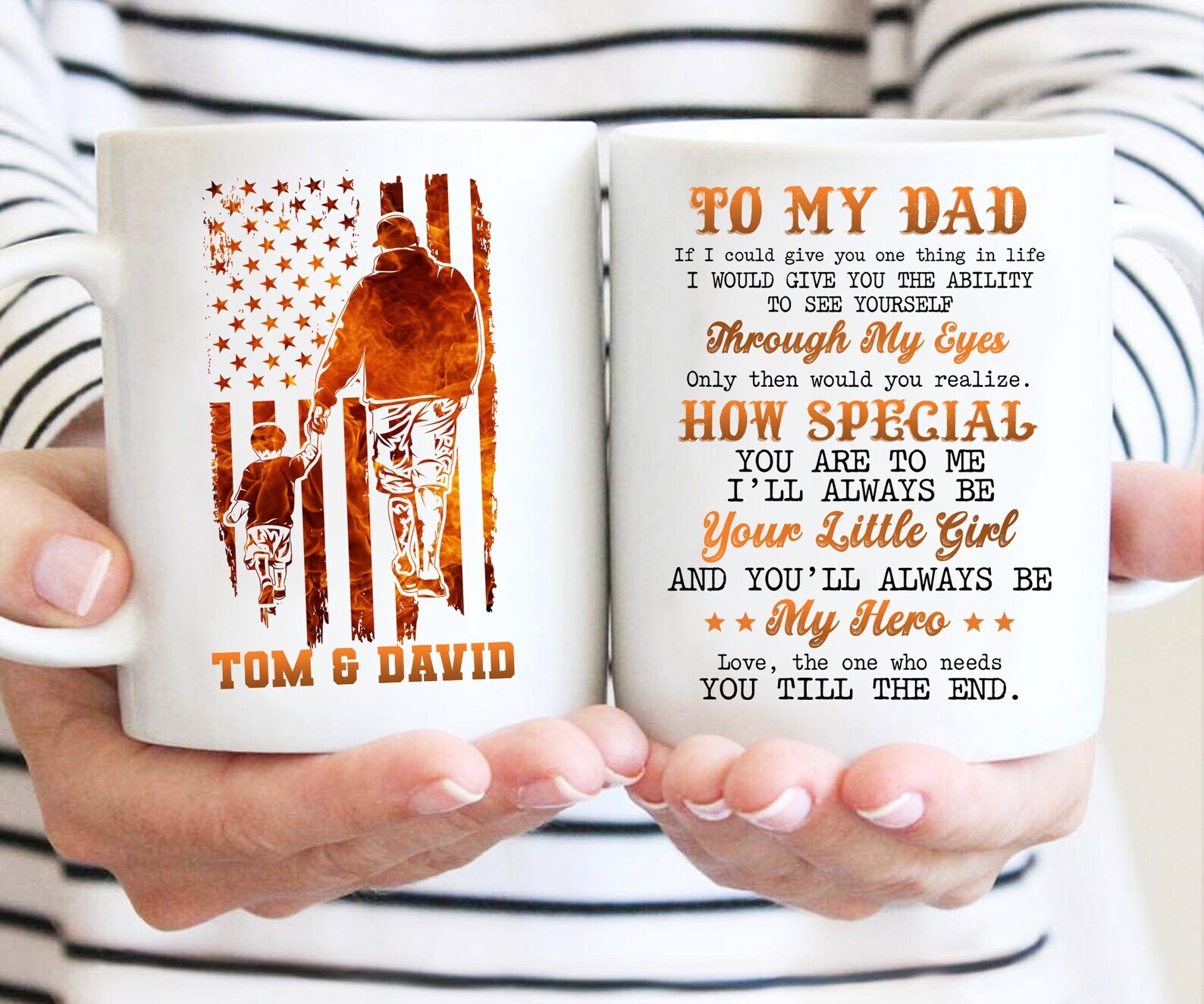 Personalized Name Dad Son Mug Father's Day Gifts Mug For Dad Usa Flag Gift Mug