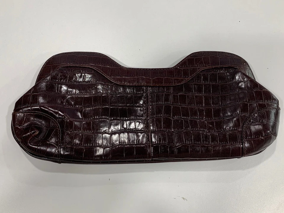 Bolso de mano Maxx New York para mujer de cuero de vaca, borgoña, mini, patrón de cocodrilo Foto 3 de 4